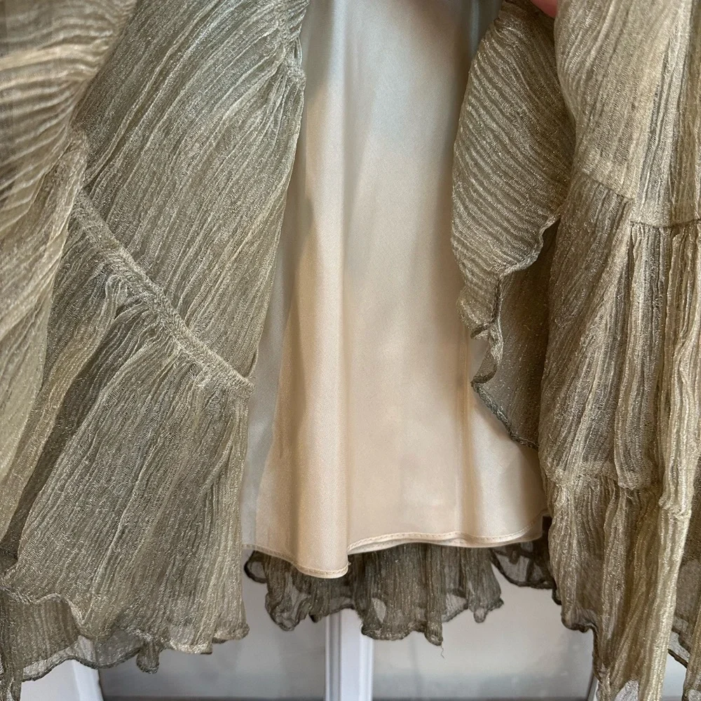 Vintage Cache Y2K Sequin Beaded Gold Romantic Formal Silk Gown Size 2 XS NWT - Picture 8 of 13